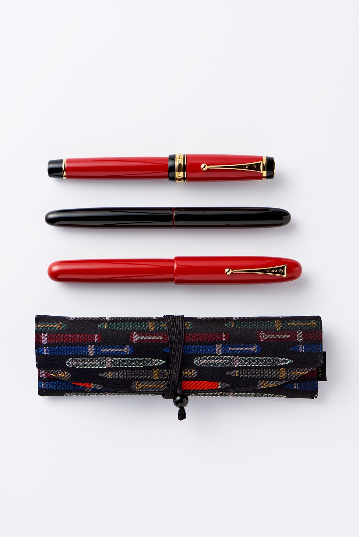 yurie 万年筆ペンケース 1本用ペンケース（紐付き・横／特大） 万年筆柄／撥水加工済